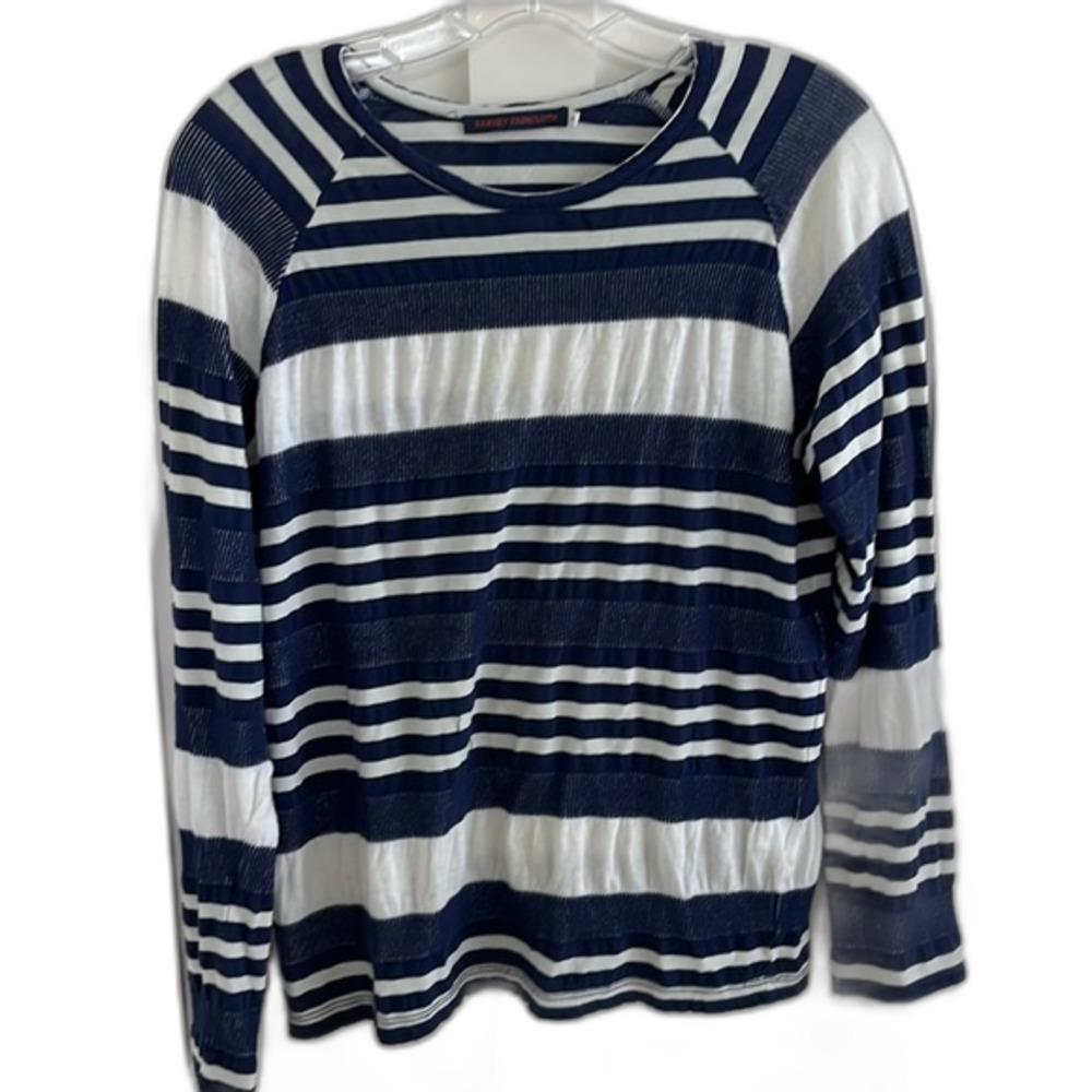 EUC Harvey Faircloth Cotton Blend striped Light Seeater Sz 6 USA Made